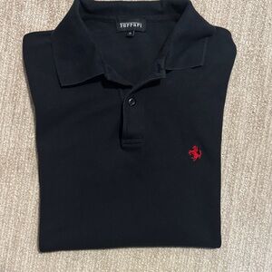 Ferrari Men's Size XL Black Short Sleeve Polo Red Cavallino Rampante Logo